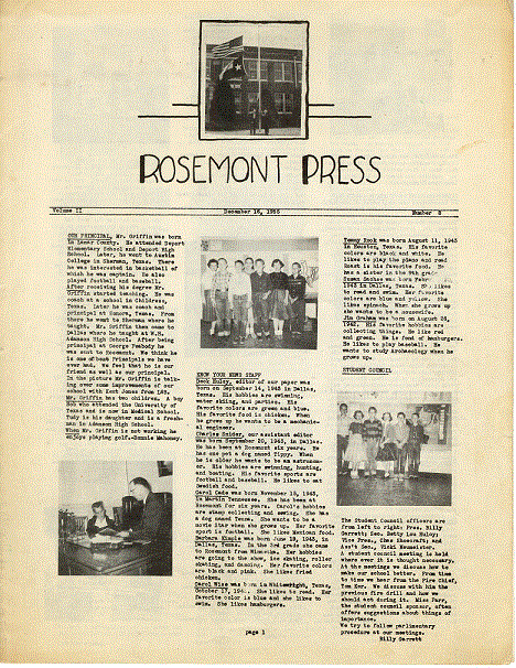 Page 1 of the 'Rosemont Press' -- December, 1955